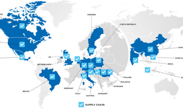 Karta över Elanders distributionsnät