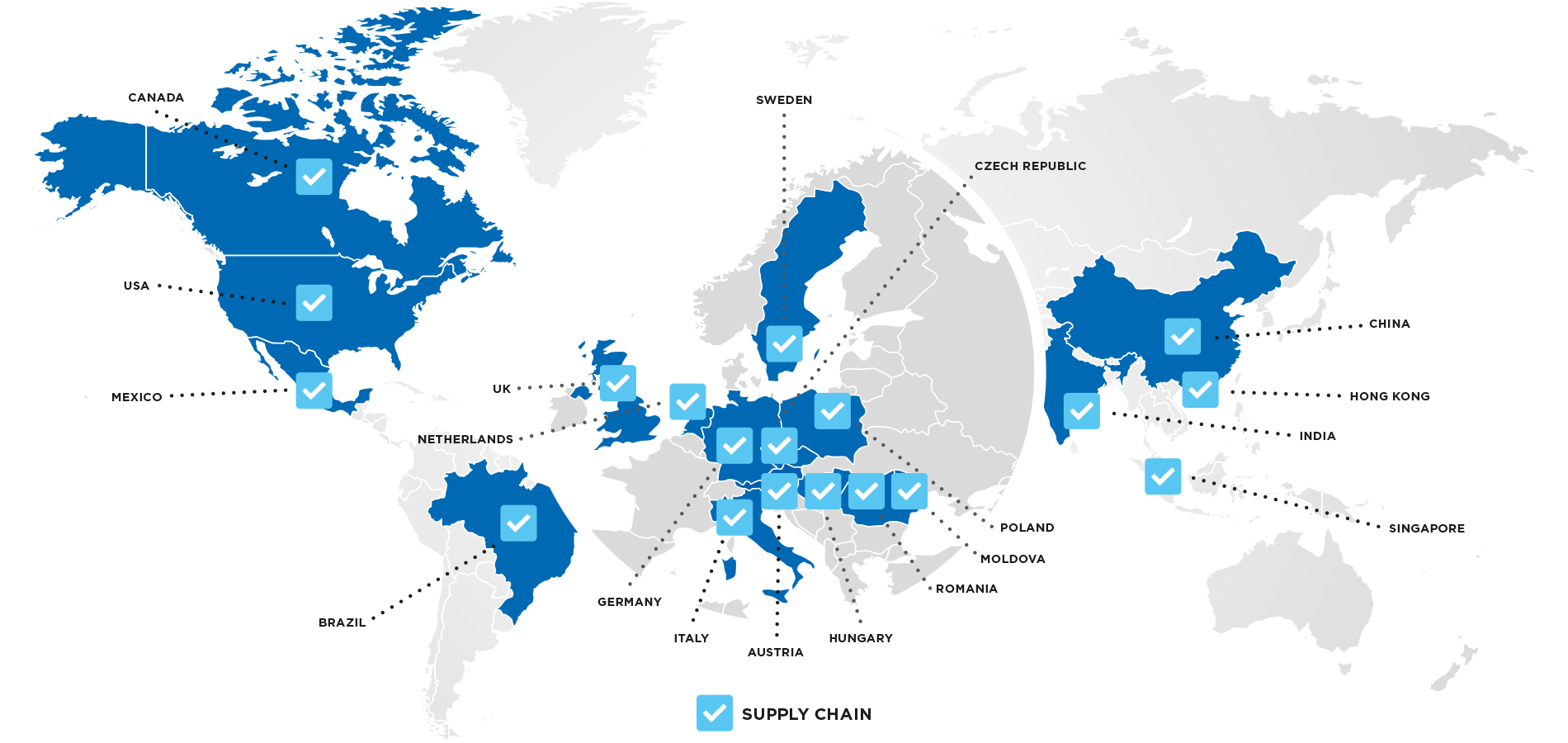 Karta över Elanders distributionsnät