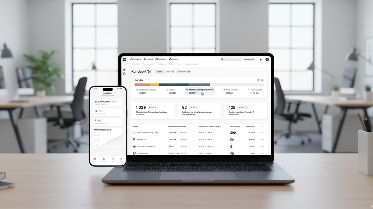 Upsales CRM på dator och mobil
