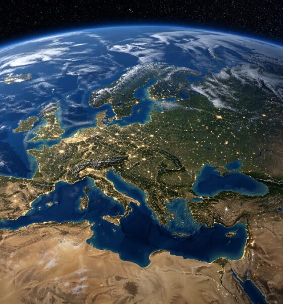 Jorden sedd från rymden med Europa i fokus