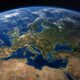 Jorden sedd från rymden med Europa i fokus