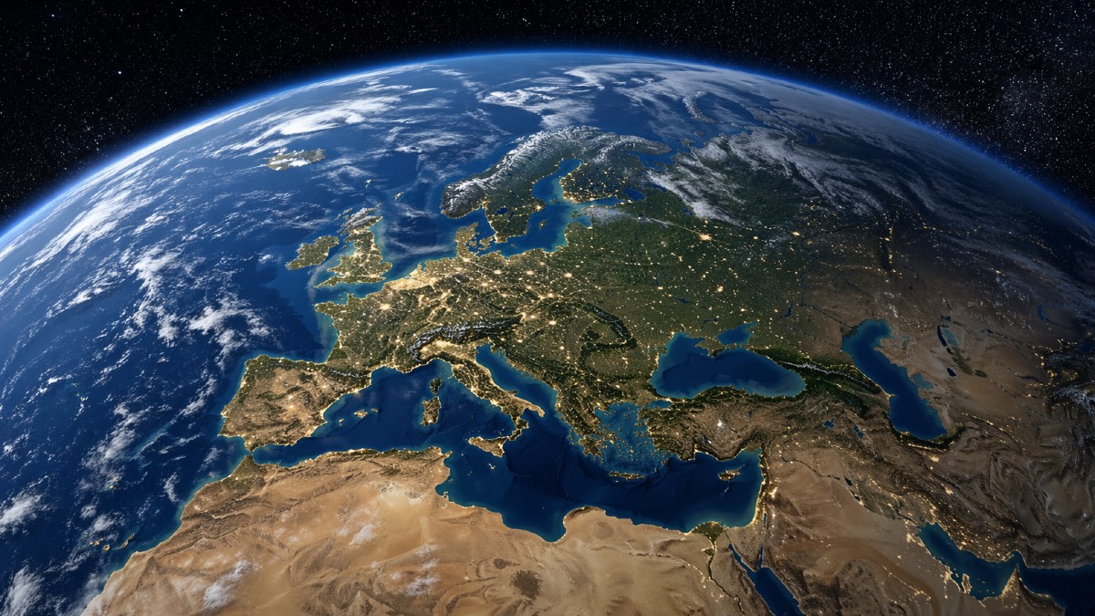 Jorden sedd från rymden med Europa i fokus